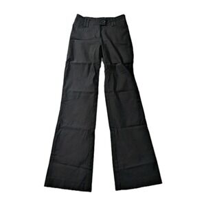 H&M Y2K Minimalist Black Flare Dress Pants Sz 4 Mid Rise Stretch Work Trouser